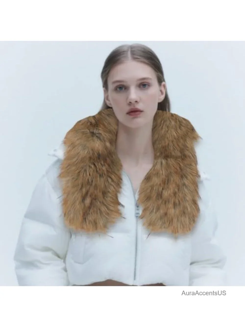 Faux Fur Collar Scarf Detachable Hood Trim Replacement Winter Coat Jacket Parka